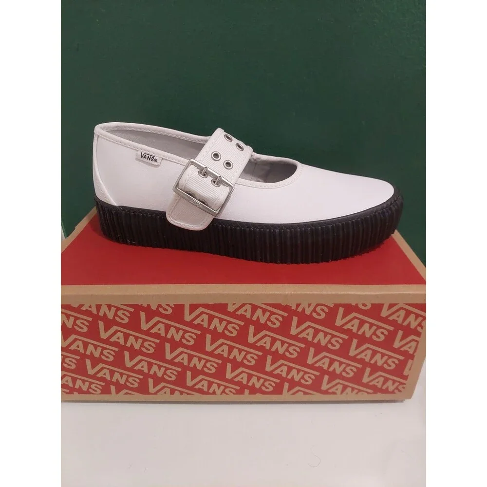 VANS Mary Jane Creeper Shoe Grunge Ballet White/Black Women’s NEW Sz 9.5